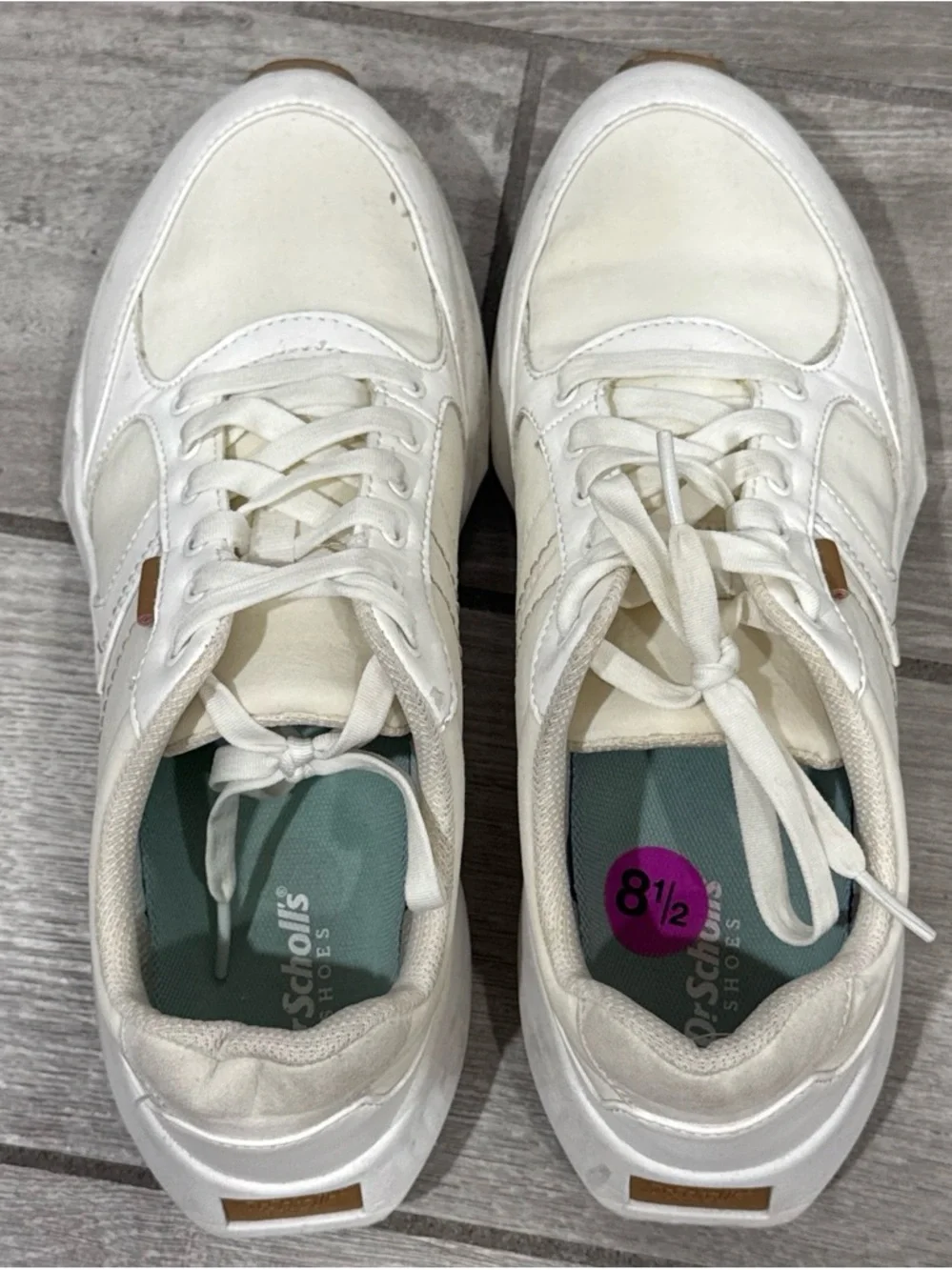 Dr. Scholl's Women's White Sneakers with Tan Accents